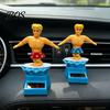 Anti-slip Car Decoration Surfer Boy Solar Nodding Toy, Cartoon Bobblehead for Accessory For Bumpy Roads Dashboard, Auto Swing Shaking Figure