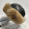 Bunny Hat Women Winter Fluffy Warm Rabbit Fur Beanie Hat Men Women Leather Caps   Fur Outdoor Snow Hat