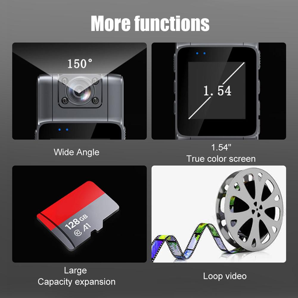 Миниатюрная нательная камера 4K UHD с записью аудио и видео Широкий угол обзора 150 градусов Объектив 180 градусов Вращающийся 7 часов