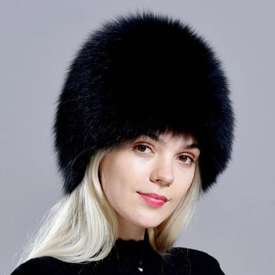 Шапки из натурального лисьего меха Русские женские вязаные шапки бренд высокое качество Ручная работа Зимние шапки-бини Натуральный мех Снежная шапка