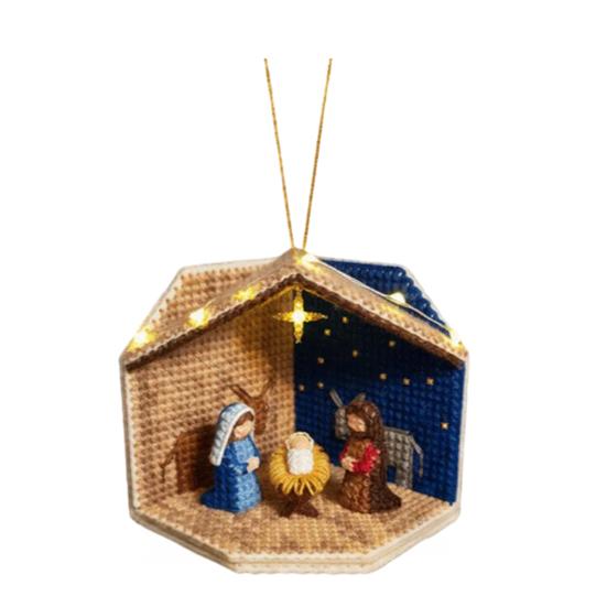 Набор для изготовления рождественского украшения «Сцена Рождества» с LED-подсветкой, подходит для начинающих, рождественское украшение, легко повесить, праздничное украшение для елки и дома