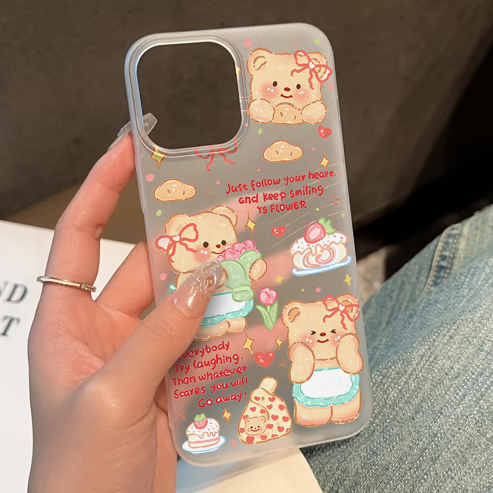 Чехлы для мобильных телефонов iPhone 11 13 15 Pro Max 12 14 Pro Max Чехол для iPhone 16 15 Plus 13 Pro 12 Матовая текстура с рисунком в виде мультяшных цветов