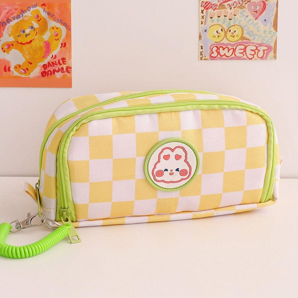 Checkerboard Pencil Bag Large Capacity Stationery Storage Bag Pen Case Pencil Case School Supplies
