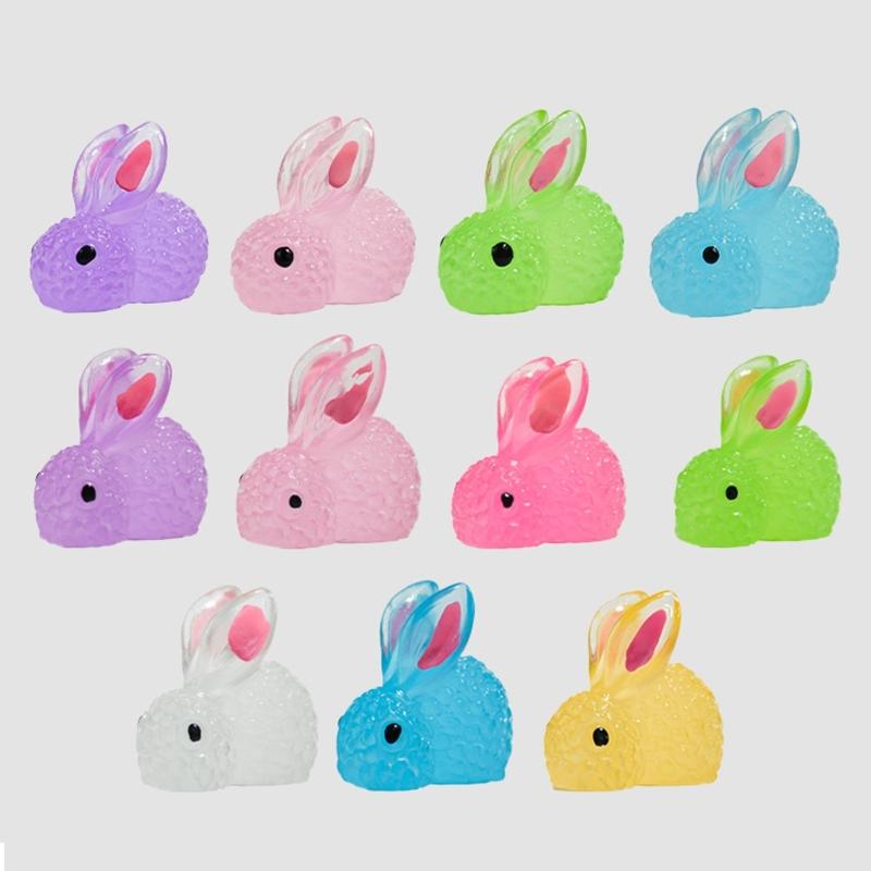 Pack of 500 Glow In the Dark Resin Rabbits Miniature Bunnies Figurines for Micros Landscape Decoration Craft Supplies