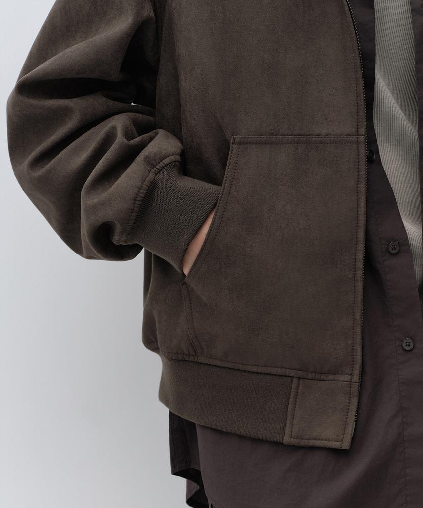 MUSINSA STANDARD Synthetic Suede Hooded Jacket [Brown]