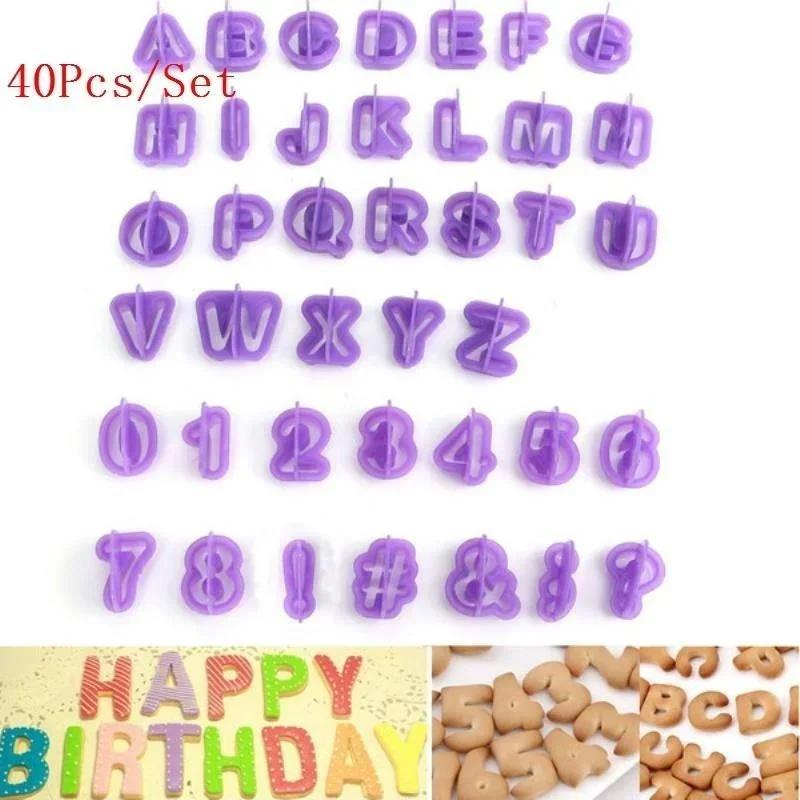 40 Pcs Cute Alphabet Number Character Letter Cookie Cutter Fondant Cake Biscuit Baking Mould DIY Handle Kitchen Baking Supplies
