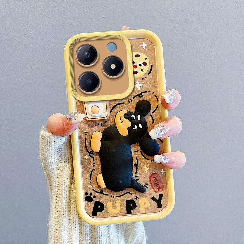 KEYSION Противоударный чехол для Realme C63 C61 с ремешком, мягкий силиконовый милый 3D-чехол для телефона с мультяшной куклой для OPPO Reamle C55 C53 C51