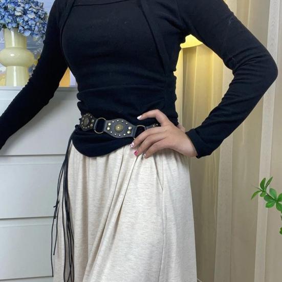 Женский ремень в стиле ретро, ​​преувеличенный ромб, металлическая пряжка из искусственной кожи, широкий ремень с ушками, аксессуары для брюк