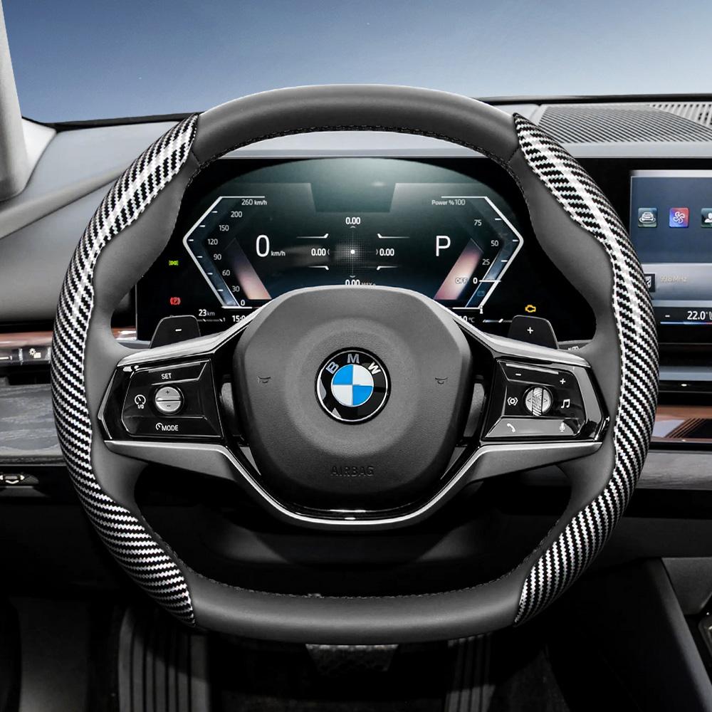AYCCV1 Carbon fiber texture steering wheel cover for BMW fits X3 3 5 2 4 1 7 8 Series X1 X5 X2 X4 X6 X7 iX i4 i5 i7 Z4 XM iX1 iX2 non slip wear