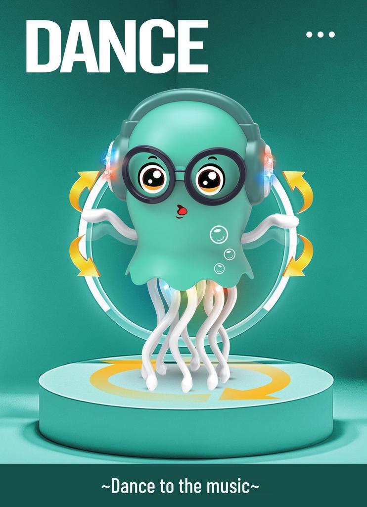 Jellyfish Light-Up Dancing Octopus: Musical, Glasses-Wearing, Electric Induction Toy