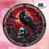2D Flat Halloween Owl Sunlight Catcher - Raven and Skull Pattern Round Acrylic Window Ornament for Home, Yard or Halloween Party Gifts