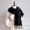 Autumn And Winter Black And White Plaid Scarf Imitation Cashmere Material High-End Scarf Shawl