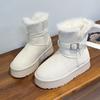 Women's Large Size Soft Sole Winter Warm Fur One Snow Boots Padded Lined Ankle Boots Anti-slip Hiking Casual Sports Cotton Boots
