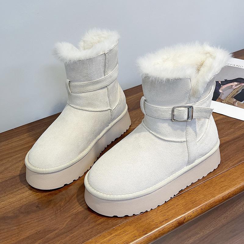 Women's Large Size Soft Sole Winter Warm Fur One Snow Boots Padded Lined Ankle Boots Anti-slip Hiking Casual Sports Cotton Boots