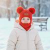 Solid Color Knit Beanie Thick Yarn Earflap Cap Hooded Scarf Winter Balaclava  Snowy Day