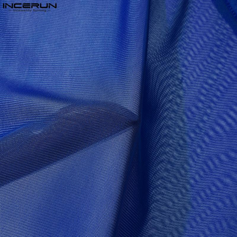 INCERUN Мужские майки без рукавов с глубоким V-образным вырезом, прозрачные сетчатые