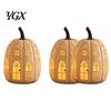 Pastoral Style Mantel Decoration Lighted Pumpkin Cottage Ornament, Flickering Tabletop Lamp, Light-Up Rustic Farmhouse Fall Centerpiece for