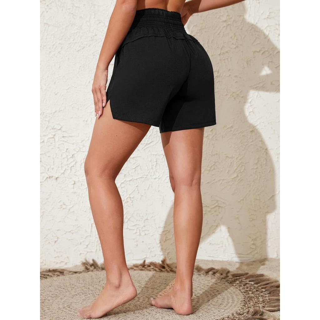 CHARMLEAKS Женские шорты для плавания высотой 6 дюймов с высокой талией Быстросохнущие пляжные шорты с карманами