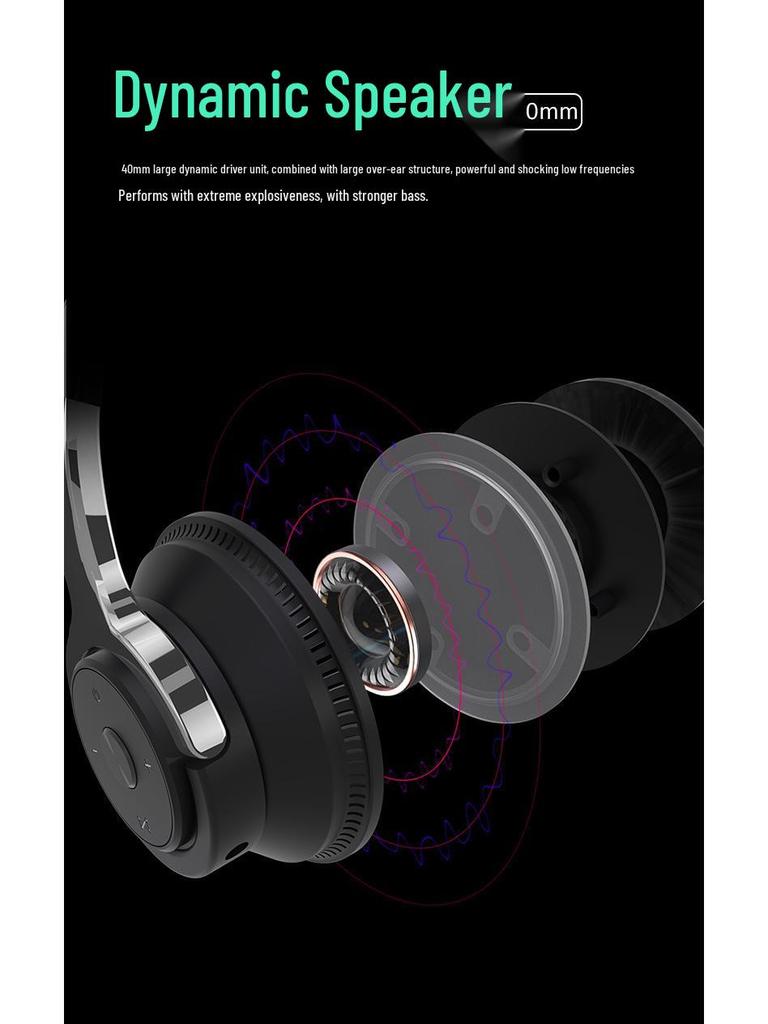 Беспроводные Bluetooth-наушники H2 с крестообразным оголовьем: Светящиеся, С мощным басом, Складные, с выдвижным слотом для карты