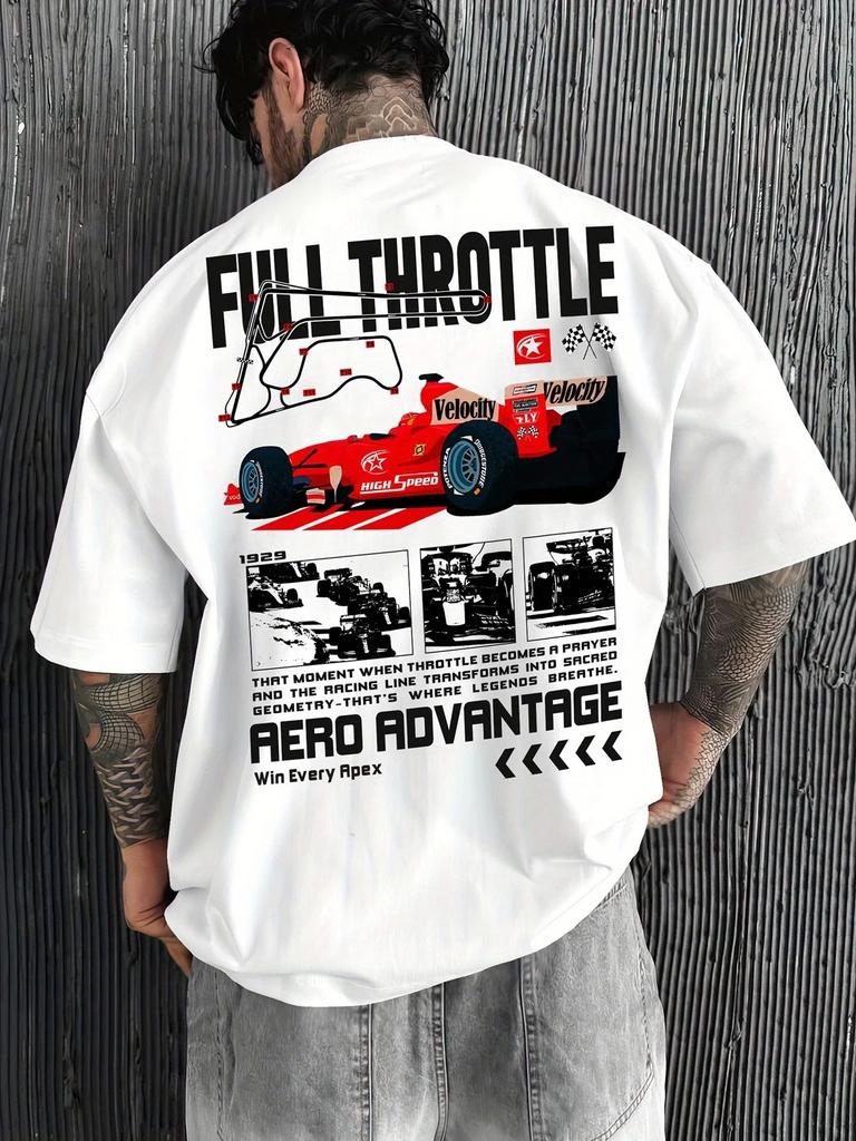 Винтажная футболка оверсайз с графикой Full Throttle F1 Racing, Повседневная футболка унисекс Aero Advantage Motorsport Streetwear