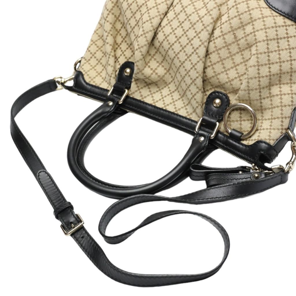 GUCCI Diamante Shoulder Bag canvas Black x beige Women 247902 Used