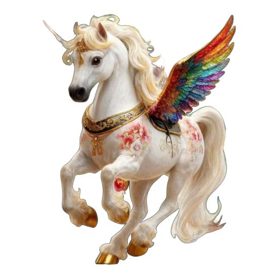 Horse Ornament Acrylic 2D Flat Realistic Flying Horse Christmas Tree Pendant with Sparkling Rhinestone Home Decor