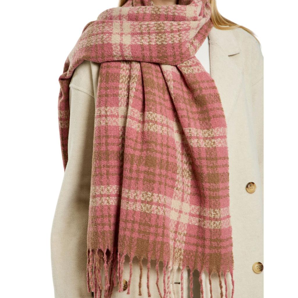 Autumn and Winter High-end Simple Scarf Women's Color Plaid Thickened Scarf Warm Fashion Scarf Versatile Shawl