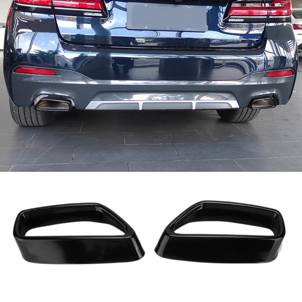 2pcs Exhaust Tail Pipe Tip Cover Gloss Black Replacement for 5 Series G30 G38 2018‑2021