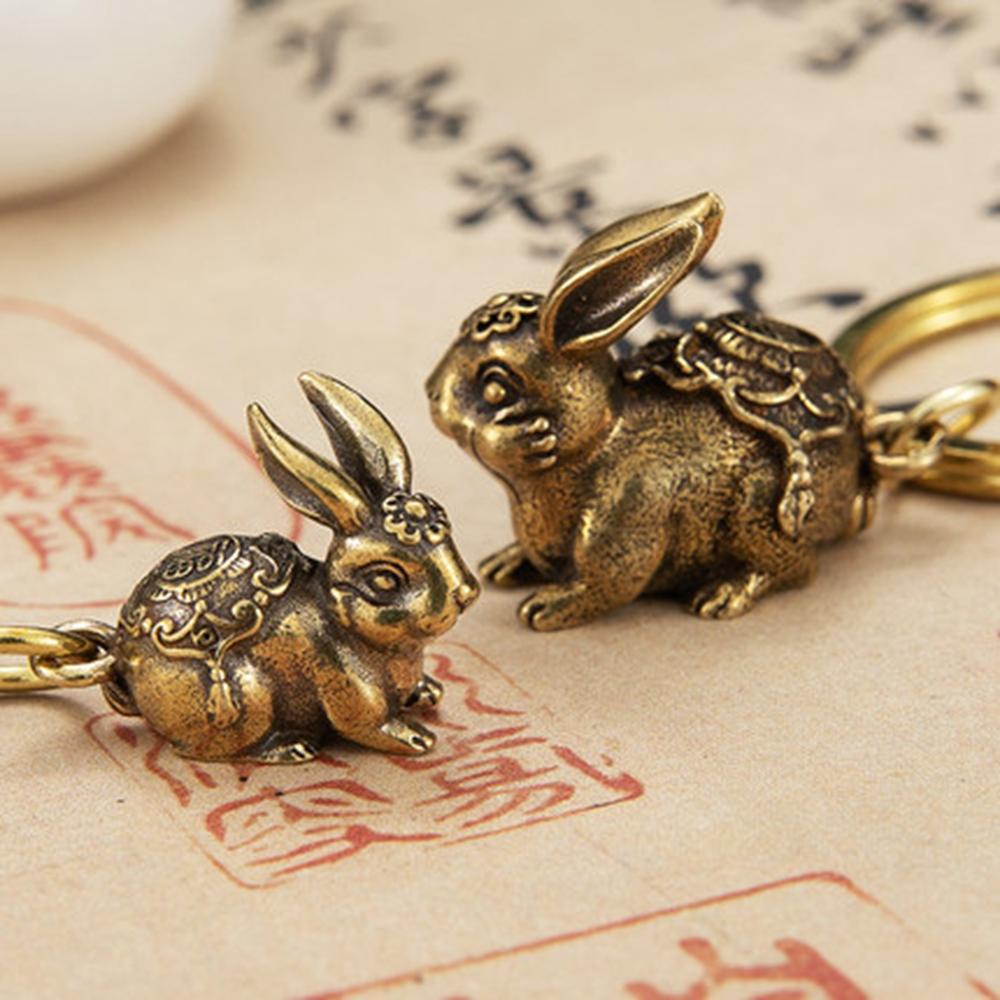 Car Ornaments Bull Ornament Sculpture Key Pendant Copper Miniatures Figurines Keychain Accessories
