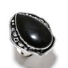 Natural Black Obsidian Gemstone Handmade 925 Sterling Silver Ring Size 8 c3V44