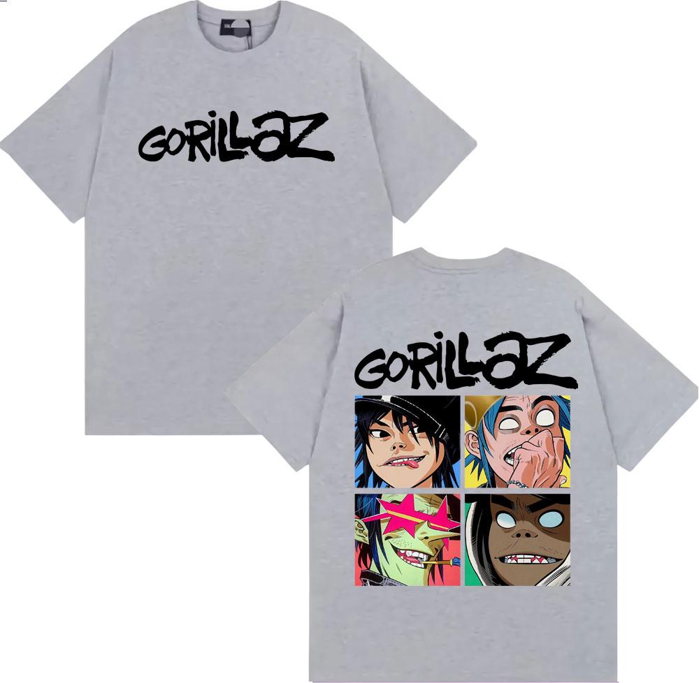 Футболка с ретро-мультяшным принтом группы Gorillaz для мужчин и женщин, модная, готическая, оверсайз, повседневная, из чистого хлопка
