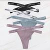 FINETOO 4PCS/Lot Sexy Cross Strap Cotton G-String Women's Panties FINETOO Letter High Waisted Fashion Thongs Panty Lingerie M-XL