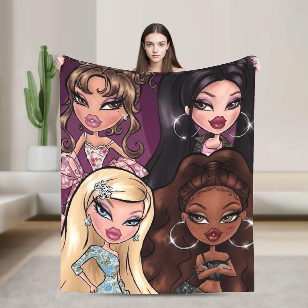 Super Soft blanketChildren Camping Bratz Shining Girls Throw blanket Flannel Bedspread For Bedroom Graphic Sofa Bed Cover
