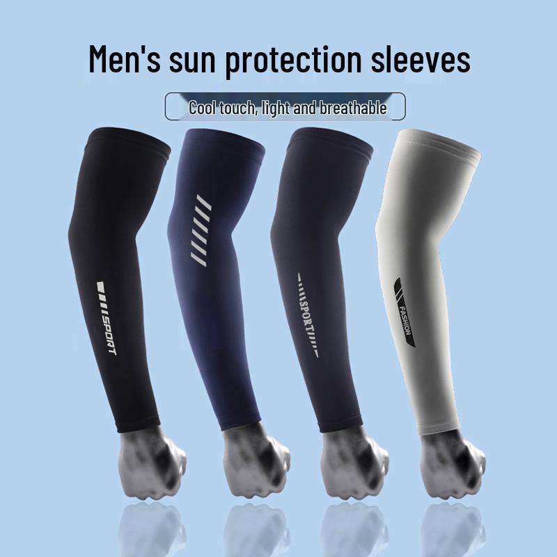 Men's Outdoor Ice Silk Sun Protection Sleeves for Cycling, Driving, and Fishing - Breathable and Cool.