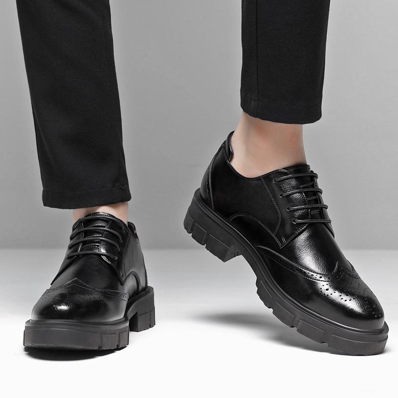 Мужские туфли-броги из натуральной кожи, туфли на платформе с увеличением роста на 8 см/10 см, деловые формальные туфли, офисные повседневные оксфорды на толстой подошве