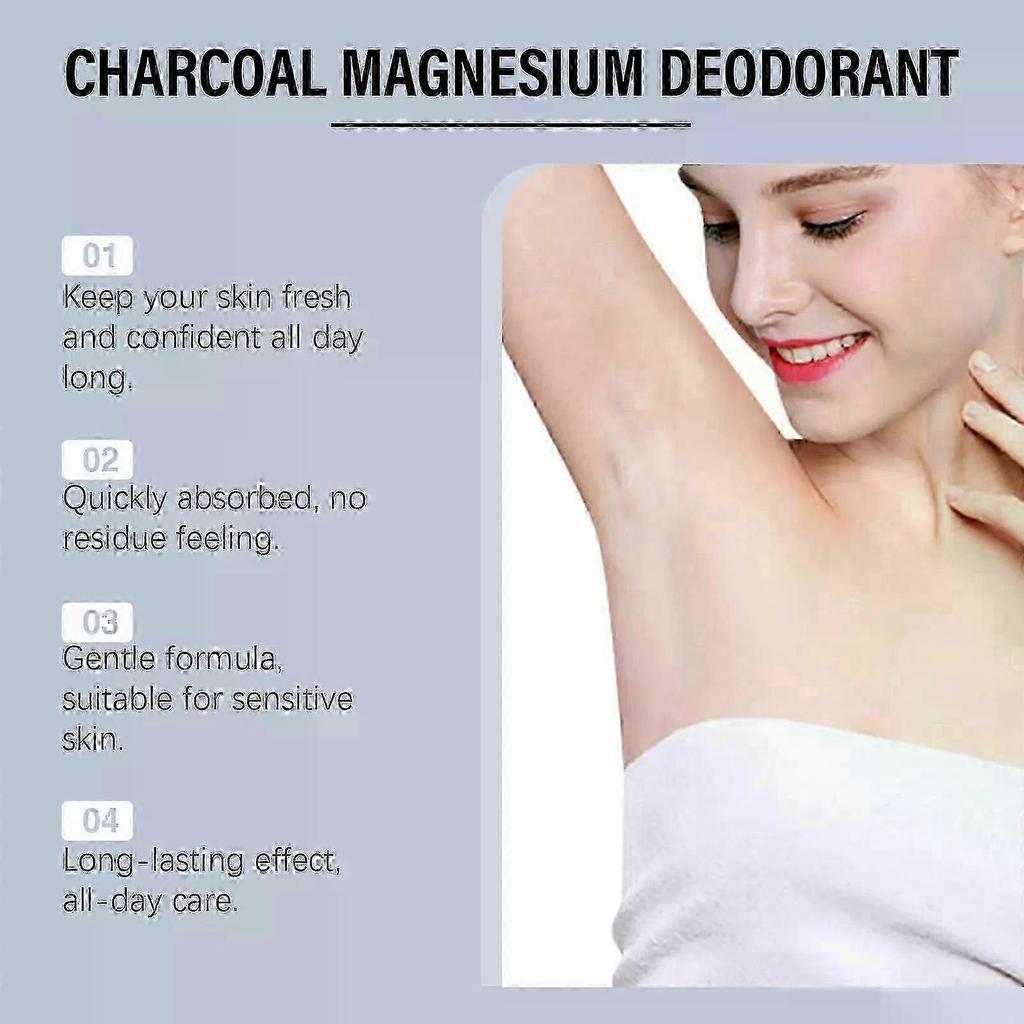 25-26 Charcoal agnesium Deodorant - 48H Odor Control & Sweat Management, Natural Underarm Protection, 40g/1.41oz, Non-Sticky Formula for Sen