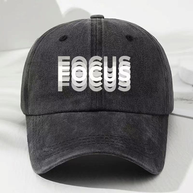 Кепка с принтом Focus, стираный хлопок, регулируемая, классический стиль, бейсболка, спортивная кепка-утка для мужчин и женщин