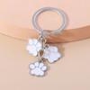 Kawaii Cat Dog Paw Key Ring Cartoon Cute Pendant Keychain Footprints Enamel Key Chains  Kids