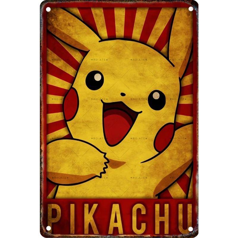 Классическая жестяная табличка с рисунком Pokemon для гостиной, клуба, бутика, декор