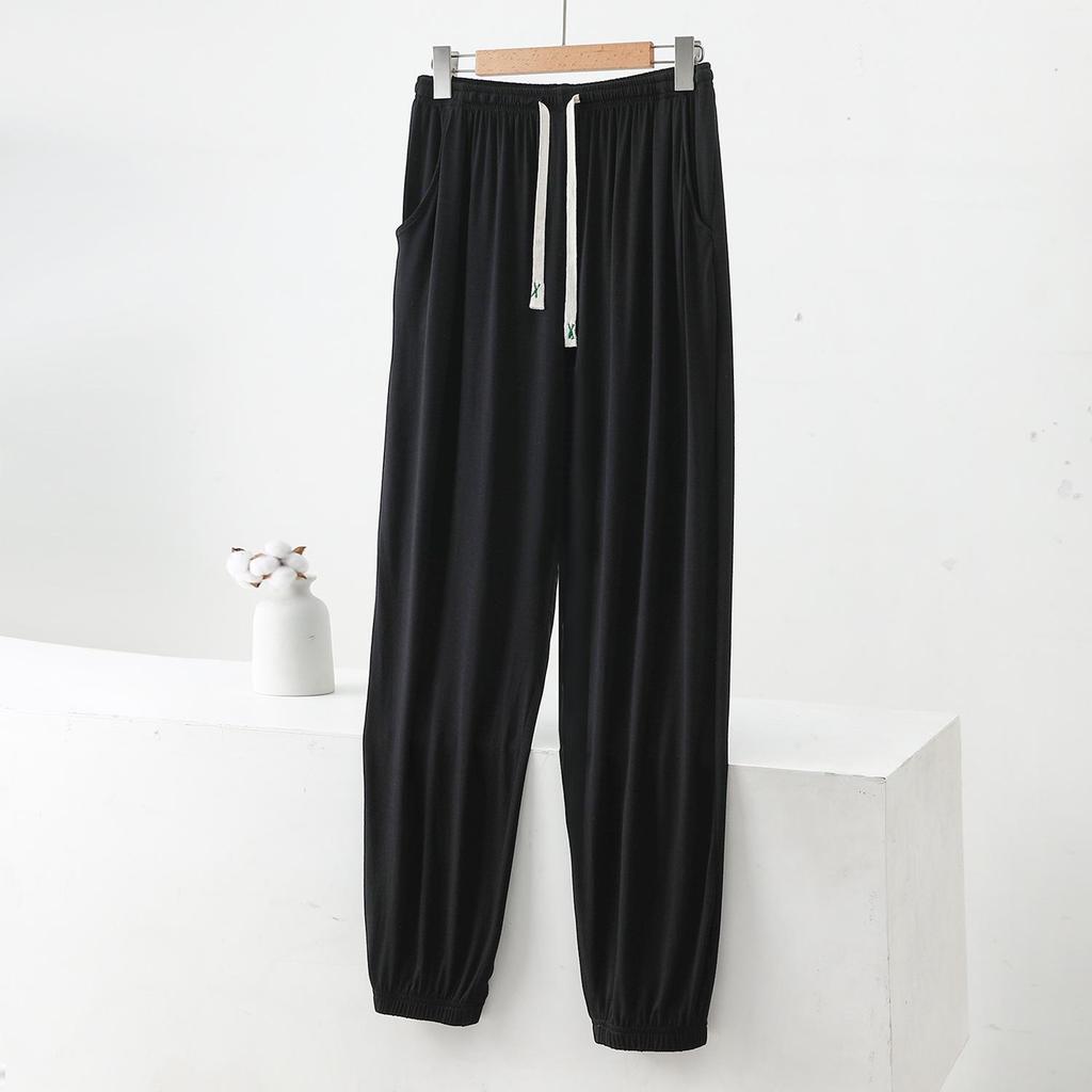 "Men's Summer Modal Ice Silk Thin Trousers: Large Size, Anti-Mosquito, Air-Conditioning Home Pajamas"