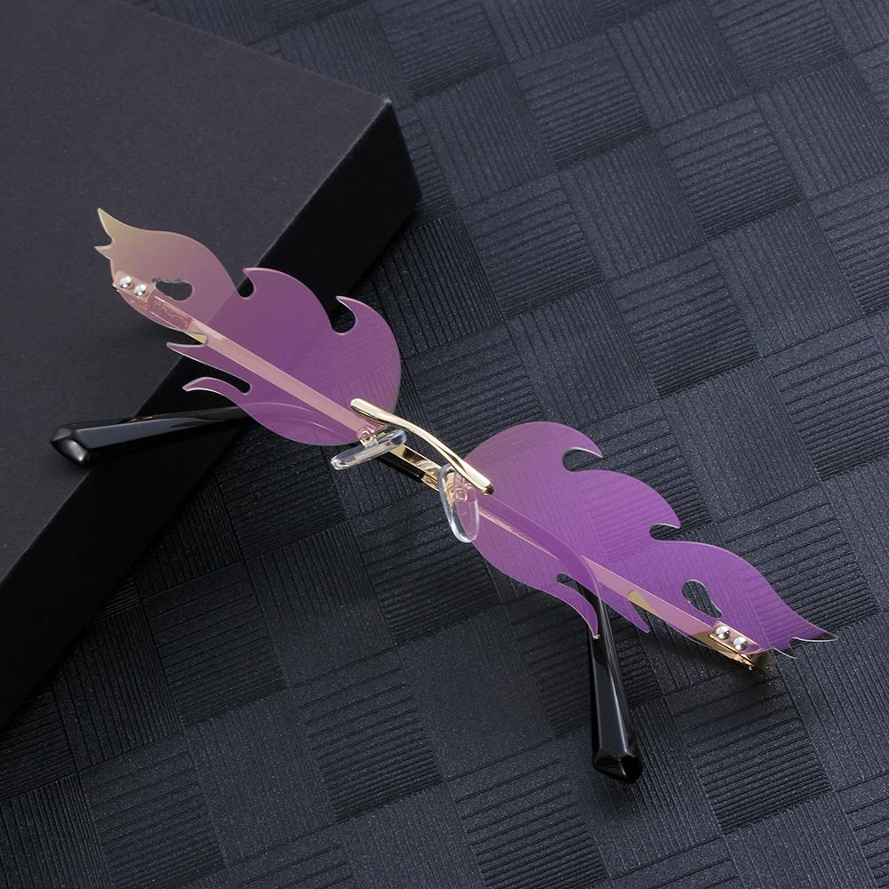 Women Men Trending Eyewear Fashion Sunglasses Wave Sun Glasses Fire Flame Rimless