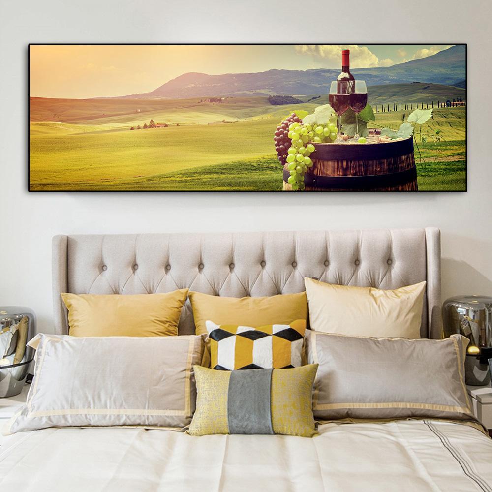 Italy Red Wine Glass Grapes And Barrel Canvas Painting Landscape Posters and Prints Wall Art Pictures Home Decor No Frame