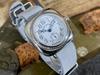 Military Cushion Watch with White Dial and Gray Buckskin Nato Strap [M.R.M.W.]