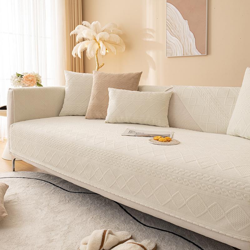 Плюшевая подушка для дивана Зимняя Новая Утолщенная Молочный Флис Нескользящая Подушка для Сиденья Современный Простой Высококачественный Чехол для Дивана Чехол Полотенце