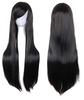 Pumpkin Parade Wig 3-Piece Set, Long, Straight, Full, with Wig Stand, Pure Black