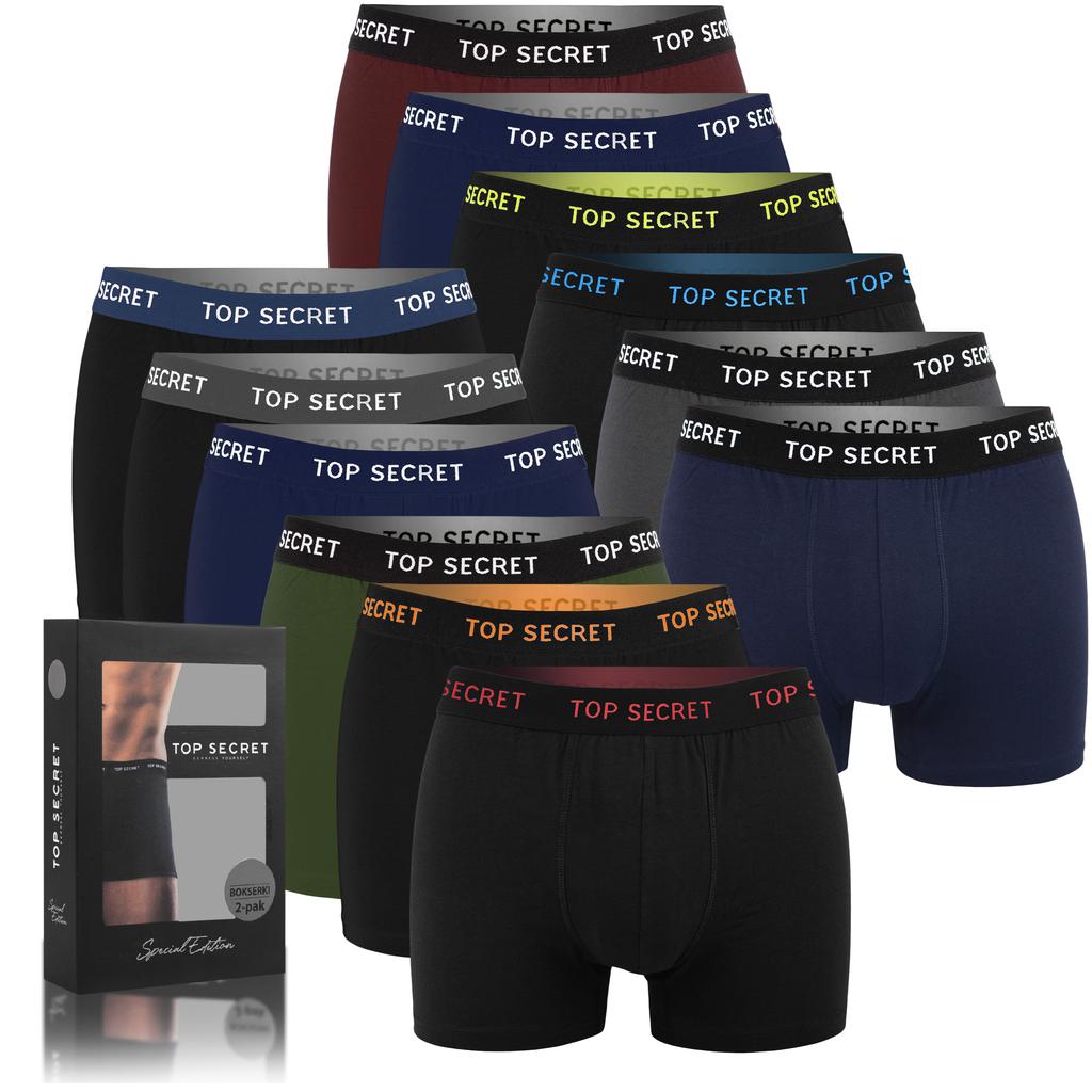 Top Secret Men' Cotton Boxer Shorts Colorful BM914 12 pieces Size