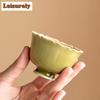 2 шт./набор чашек для чая Yaozhou Kiln Celadon Tea Dust Green High Foot Petal Cup Descubre Tea Bowl Personal Master Mug Kung Fu Teaset 70ML