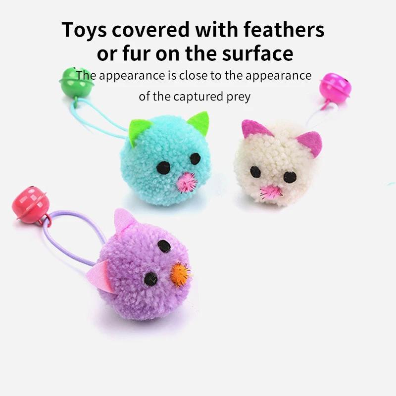 Игрушки для кошек, креативные, милые, меховые, жевательные игрушки с колокольчиками, звучащие, интерактивные, забавные, балующие домашних животных, плюшевые игрушки