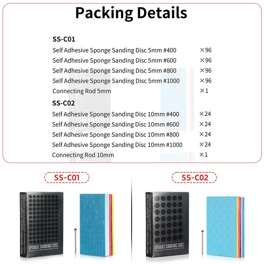 DSPIAE SS-C01 SS-C02 Sanding Sponge Set Grinding Polishing Sandpaper Self Adhesive Sponge Disc Double Side Abrasive Model Tool