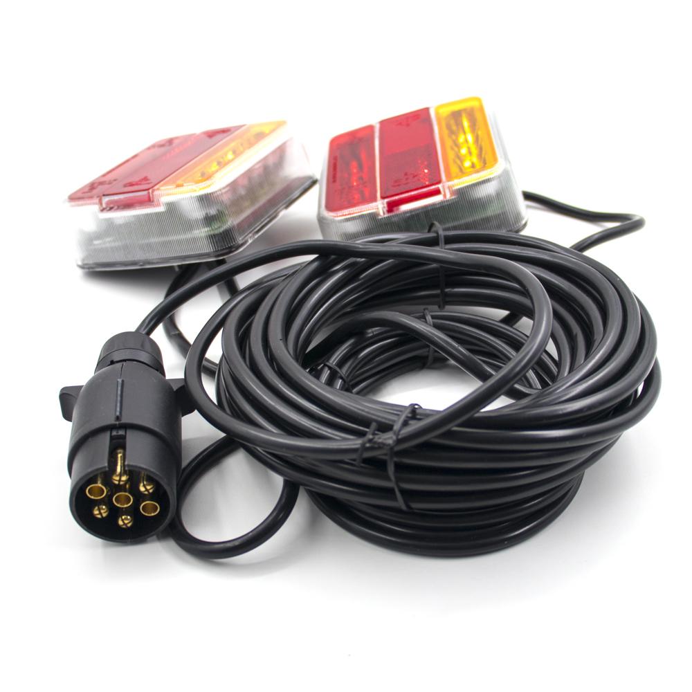 1 Set Rear Towing Tail Light 12V 10m 18 LED Trailer 7 Pin Universal Brake Stop Lamp License Number Plate Reflector Waterproof